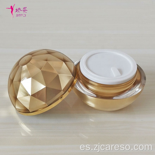 Tarro de crema acrílica en forma de bola con superficie de diamante